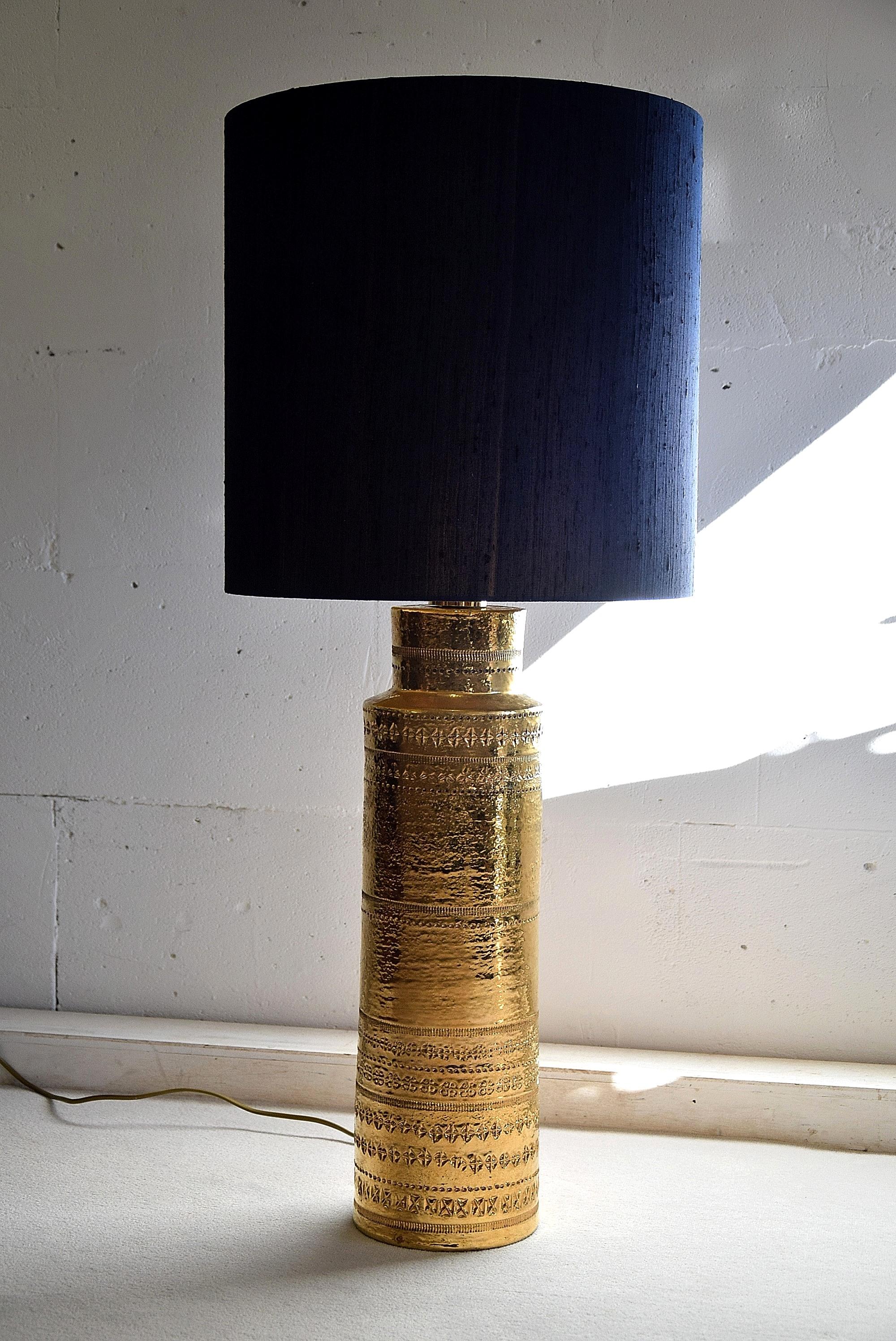 Moderne Bitossi-Tischlampe aus Goldkeramik von Aldo Londi aus der Mitte des Jahrhunderts (Moderne der Mitte des Jahrhunderts) im Angebot