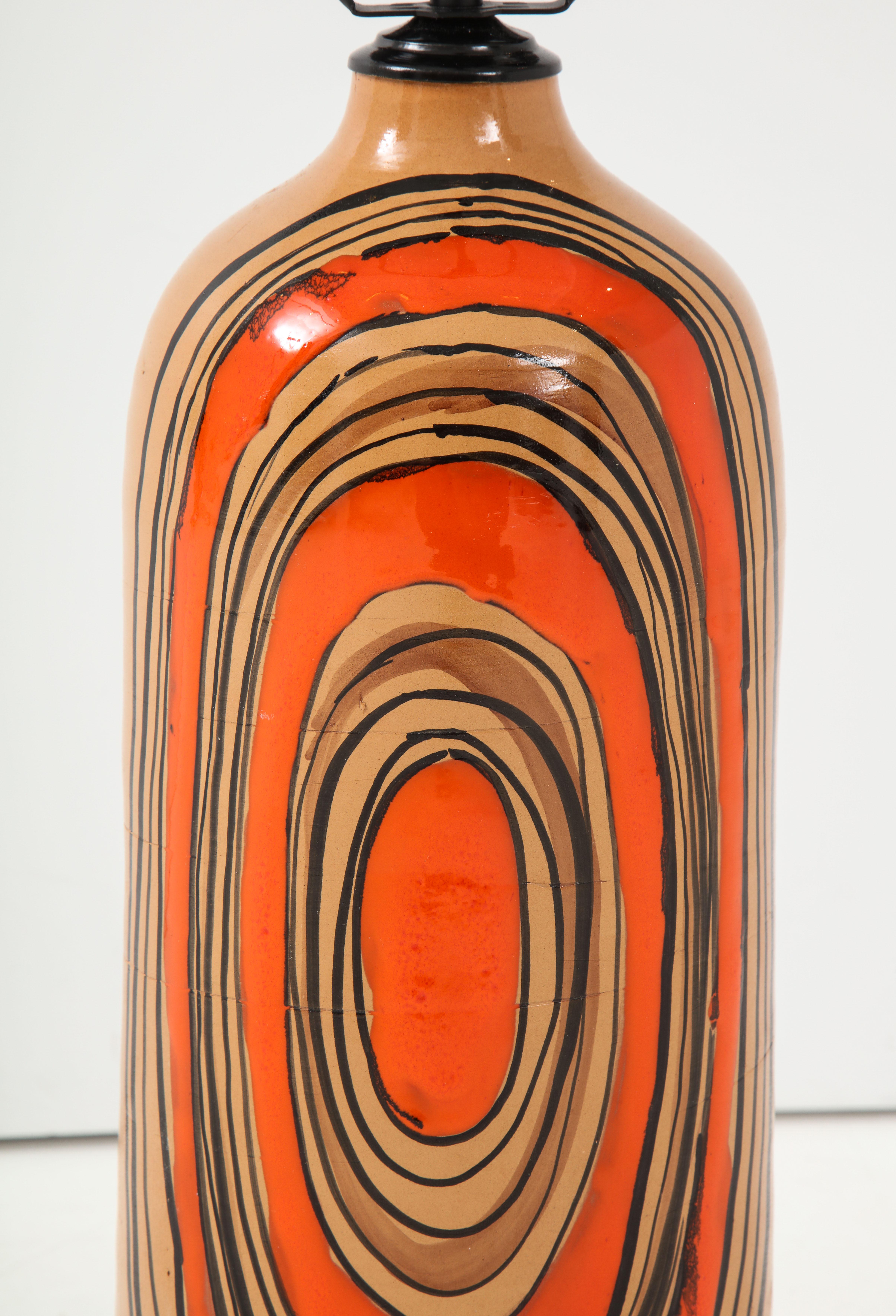 20th Century Bitossi Modernist Orange Glazed Ceramic Lamps