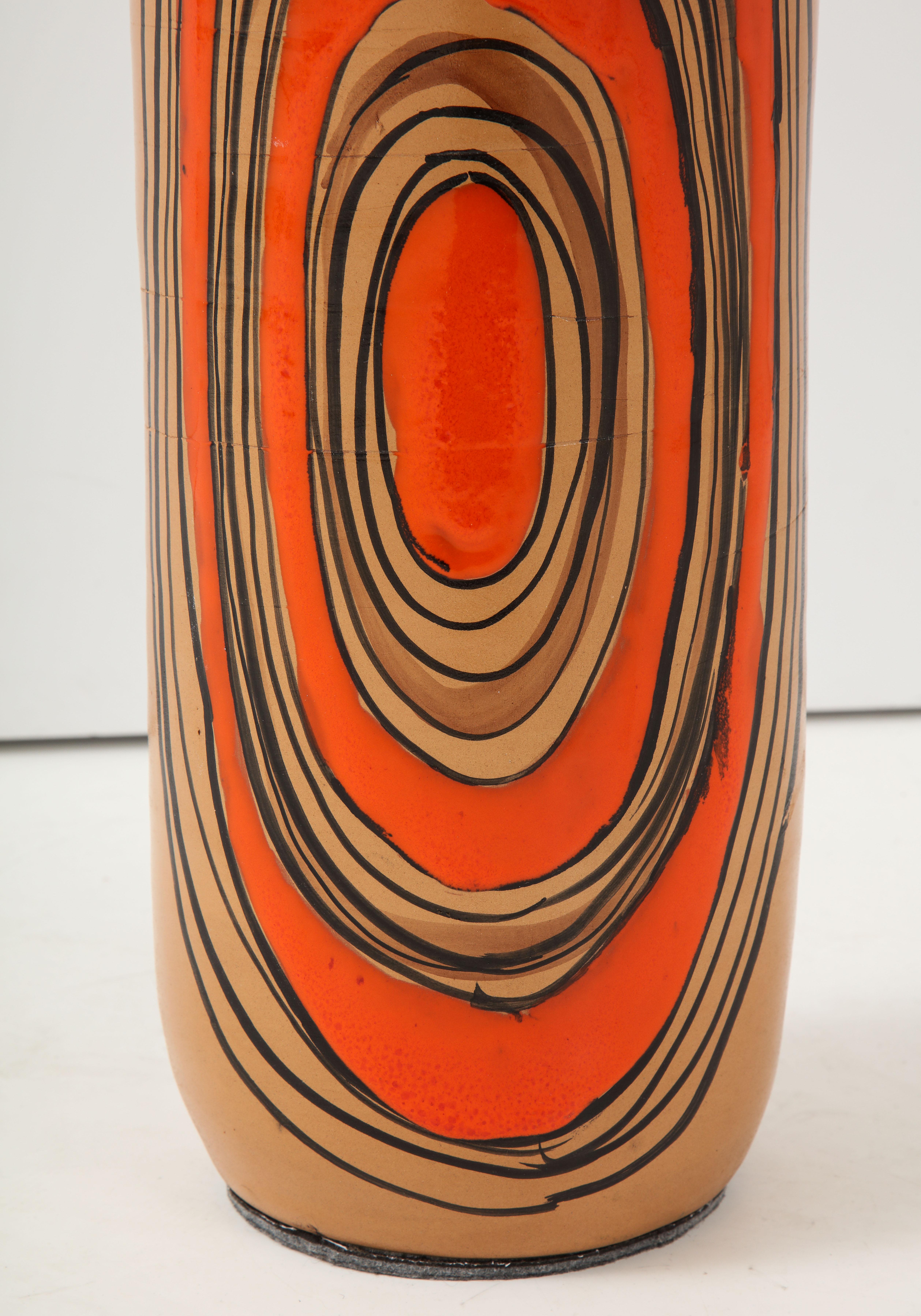 Bitossi Modernist Orange Glazed Ceramic Lamps 1