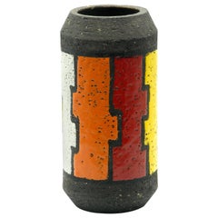 Vase cylindrique Bitossi de la série Mondrian d'Aldo Londi, Italie