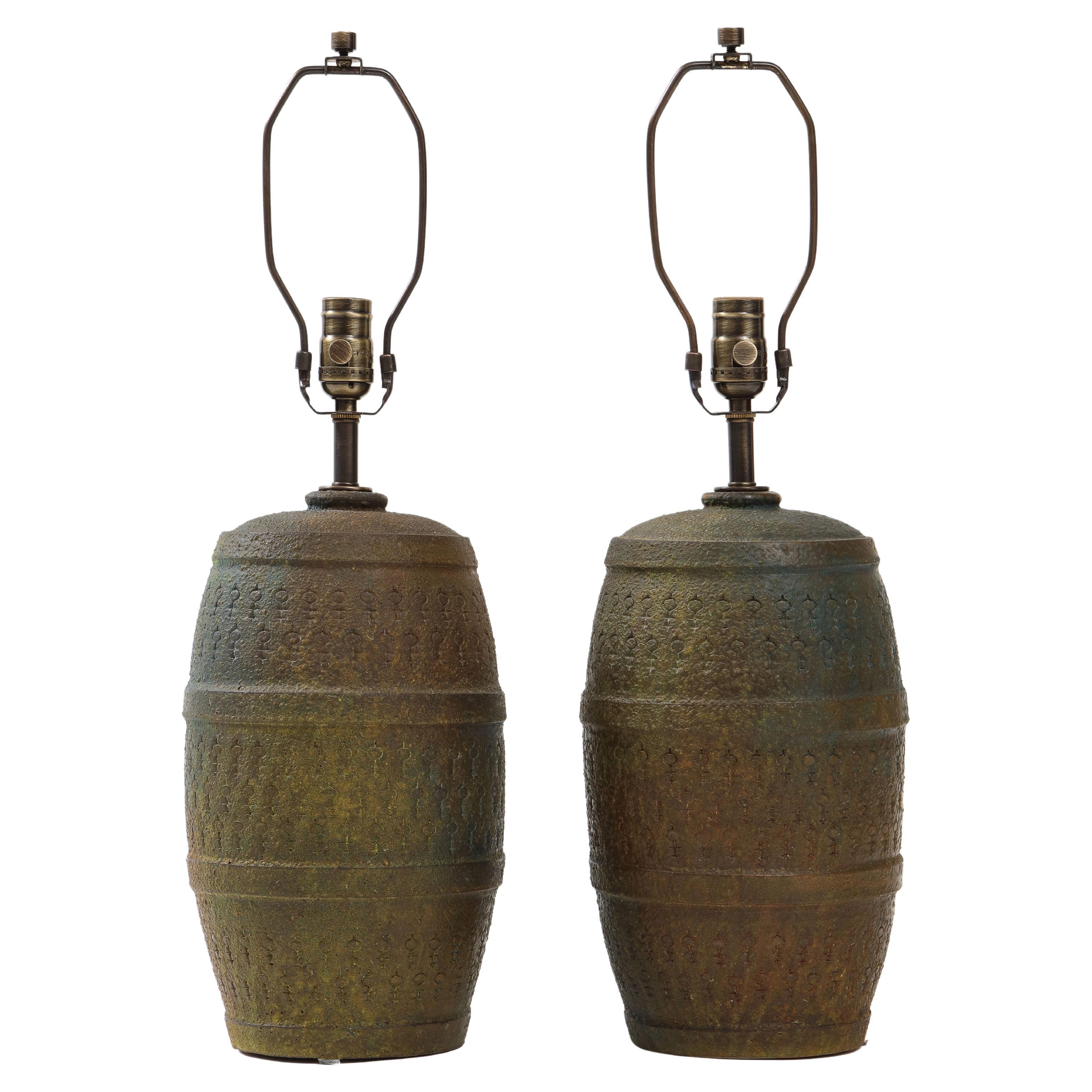 Bitossi Mossy Green Ceramic Lamps