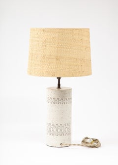 Bitossi off White Incised Ceramic Table Lamp, Italy 1960's