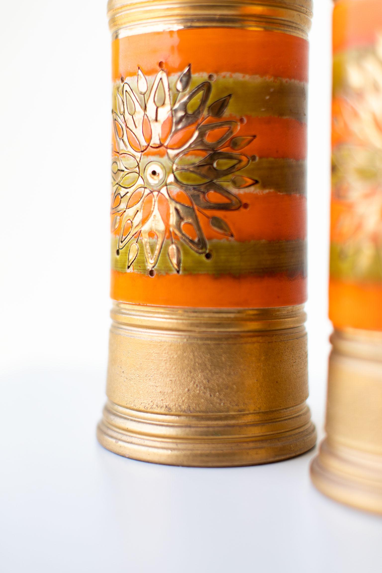 Pottery Bitossi Orange and Gold Vases for Rosenthal Netter For Sale