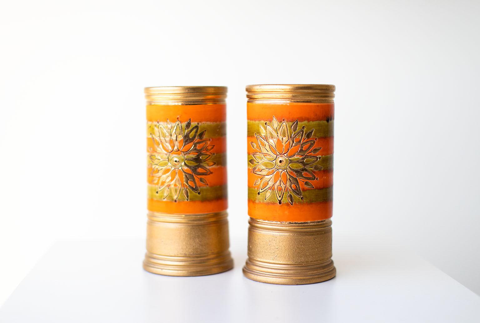 Mid-20th Century Bitossi Orange and Gold Vases for Rosenthal Netter For Sale