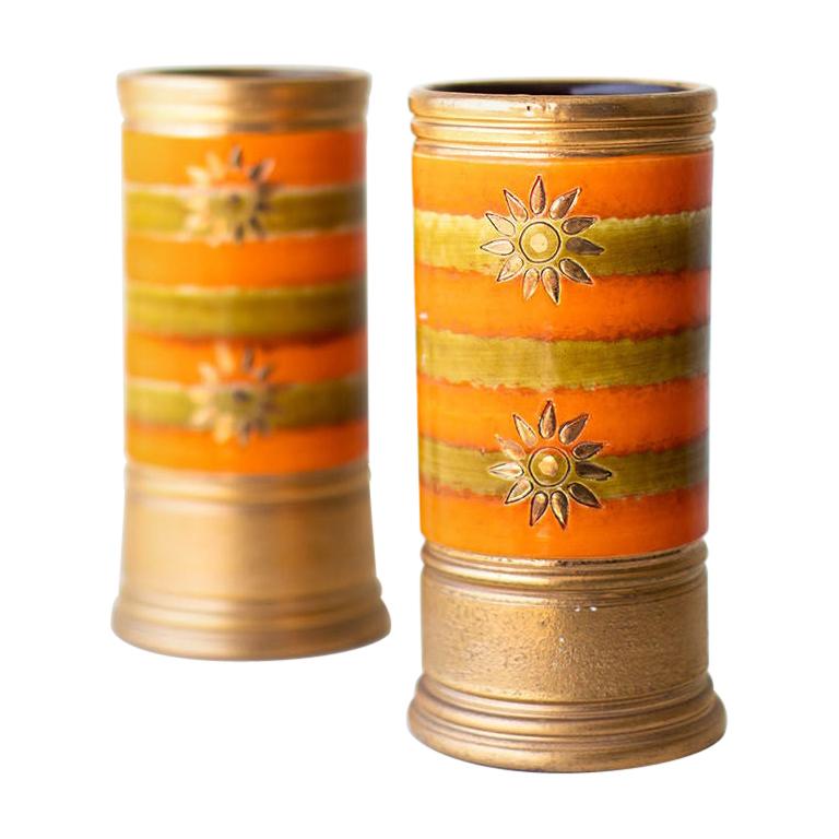 Bitossi Orange and Gold Vases for Rosenthal Netter