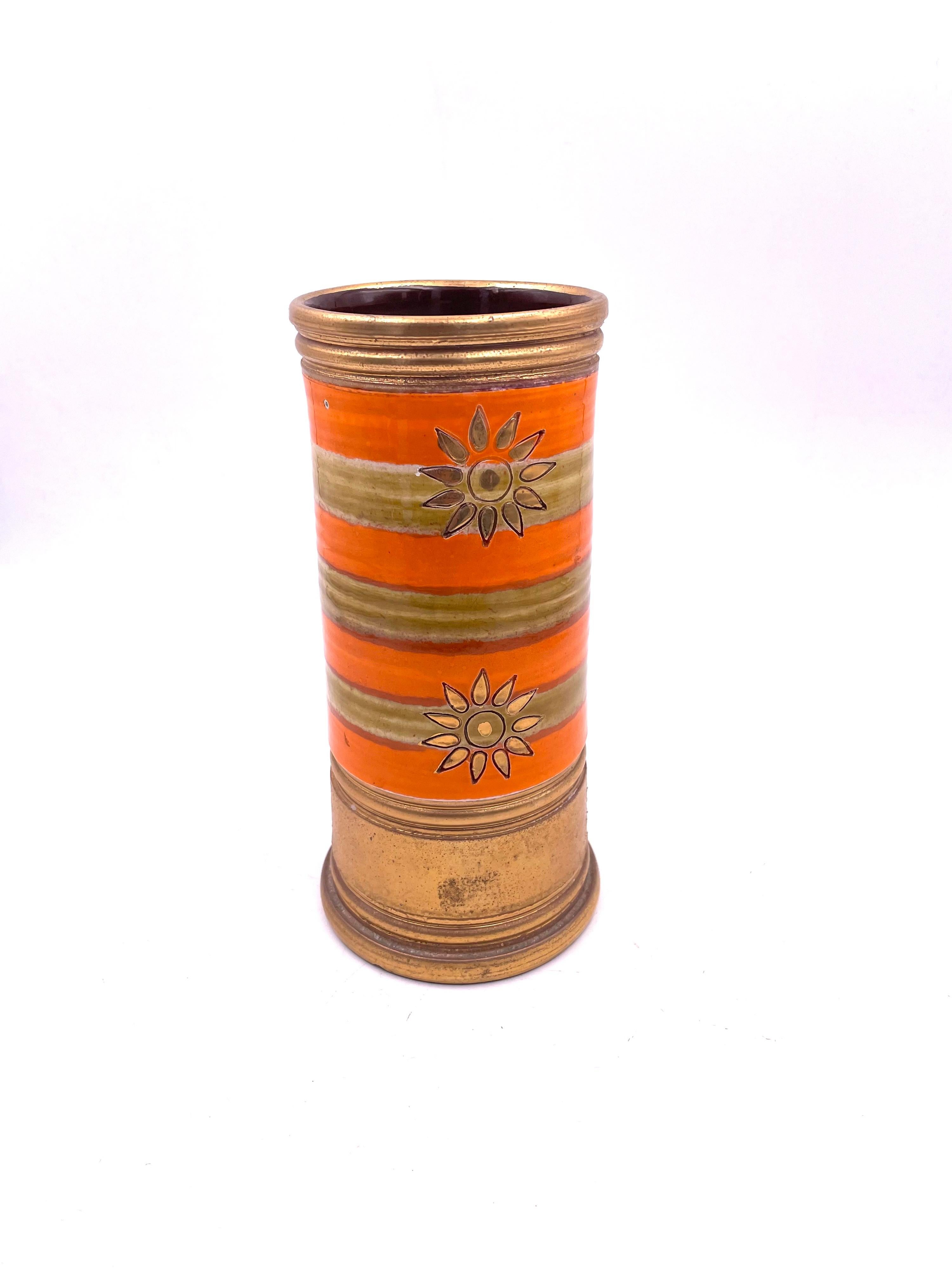 Mid-Century Modern Bitossi Orange & Gold Vase for Rosenthal Netter
