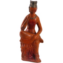 Bitossi Orange Seated Cinese Glazed Buddha Aldo Londi Italy, circa 1965