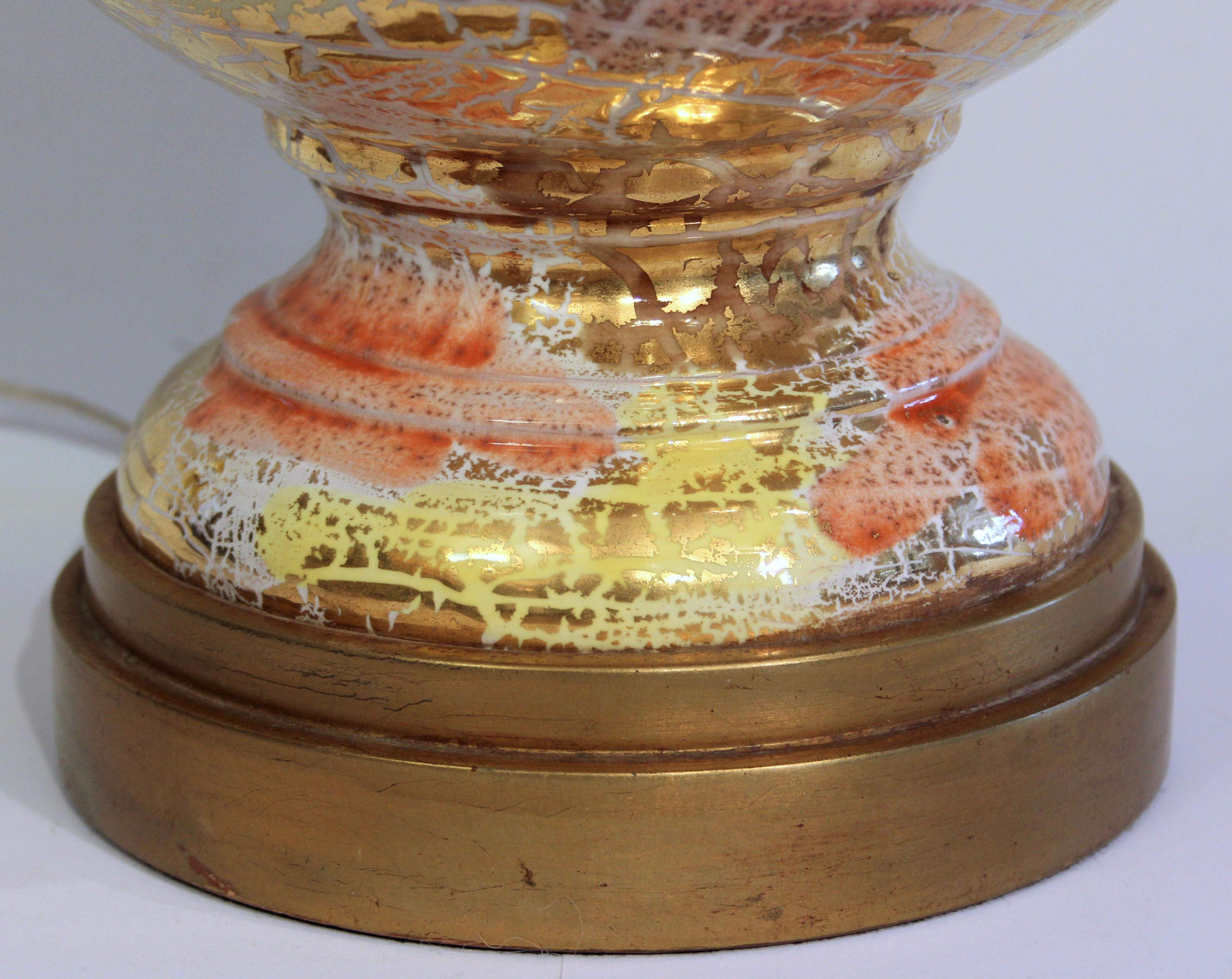 Bitossi Oro Rotto Lamp Huge Pottery Londi Vase Gilt Italian Raymor Marbro 3