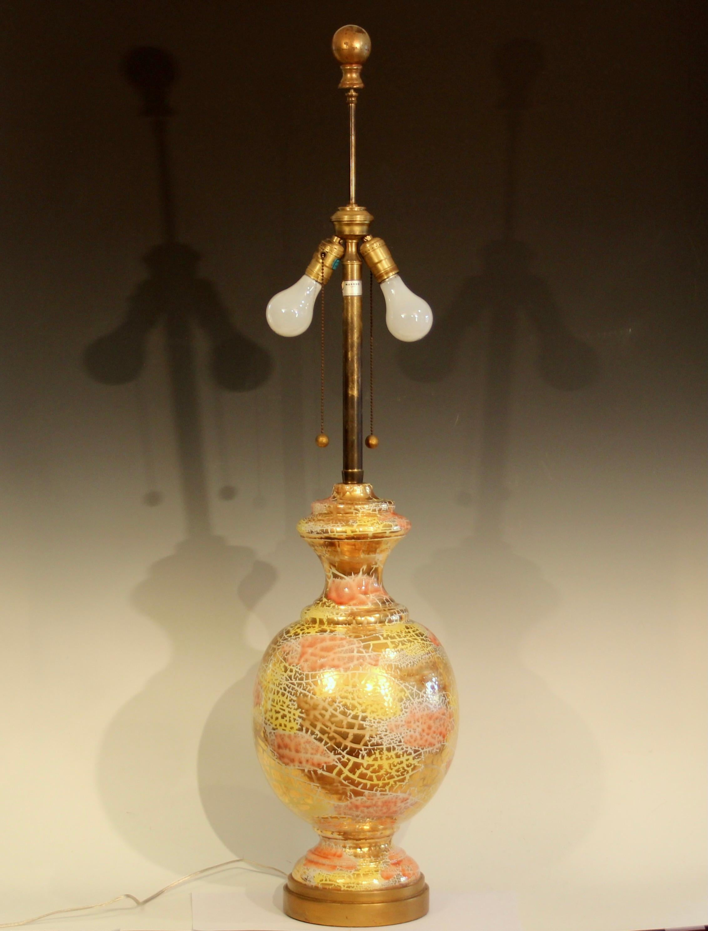 Bitossi Oro Rotto Lamp Huge Pottery Londi Vase Gilt Italian Raymor Marbro In Excellent Condition In Wilton, CT