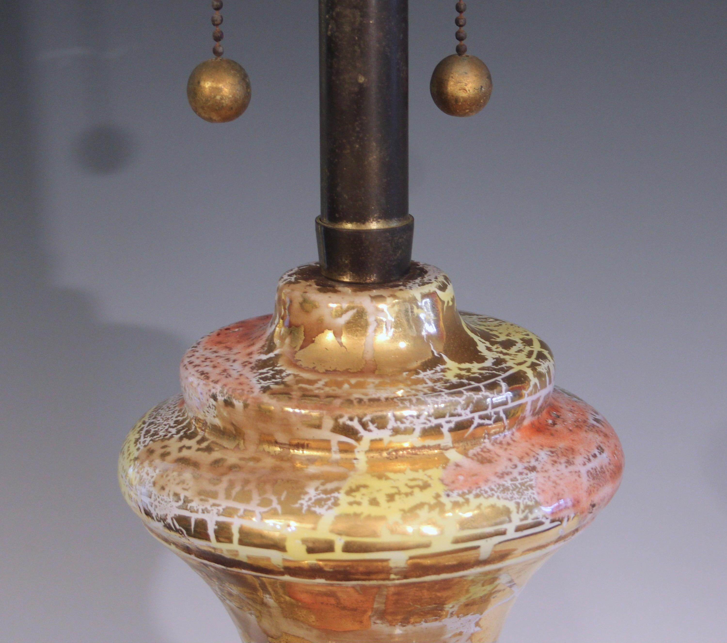 Bitossi Oro Rotto Lamp Huge Pottery Londi Vase Gilt Italian Raymor Marbro 1