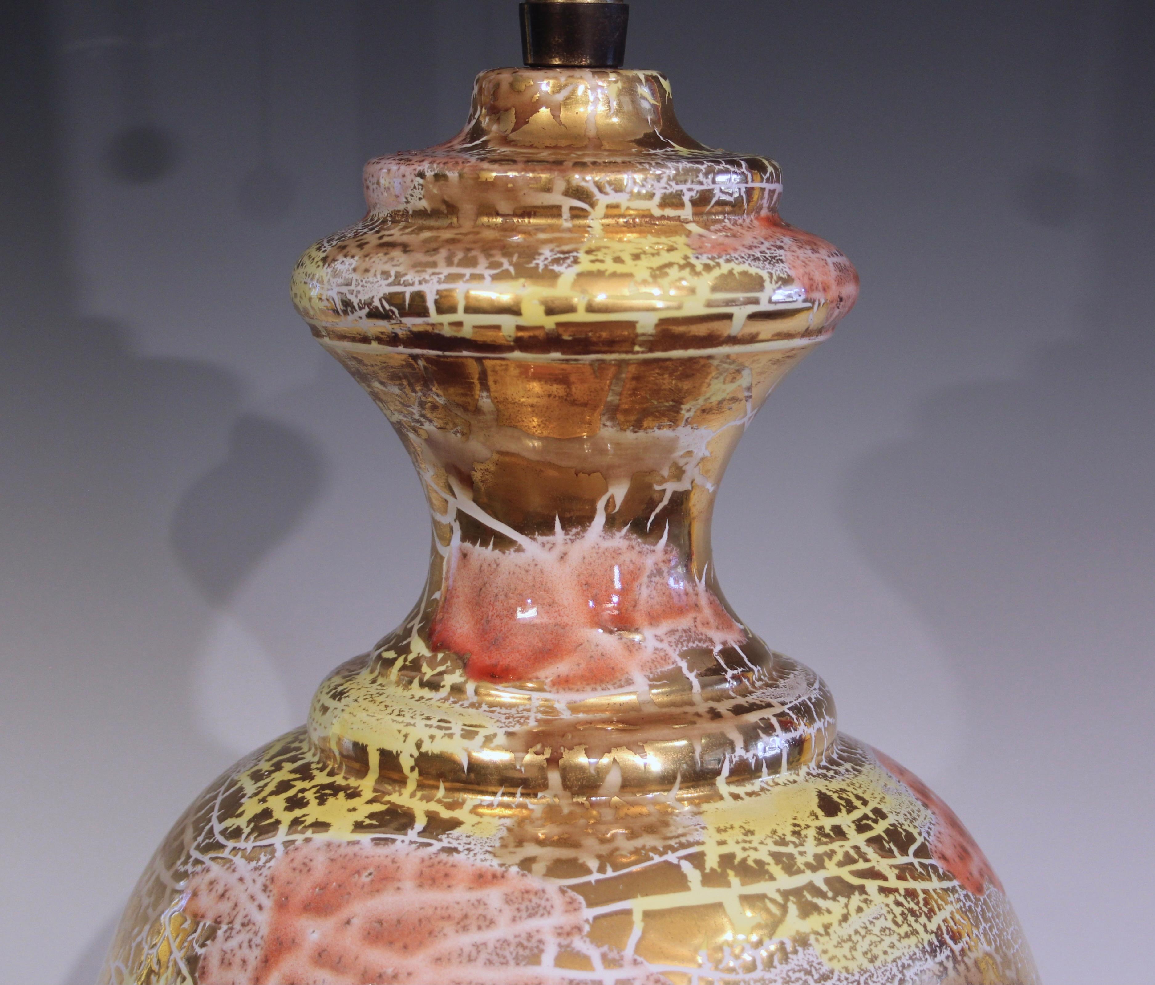 Bitossi Oro Rotto Lamp Huge Pottery Londi Vase Gilt Italian Raymor Marbro 2