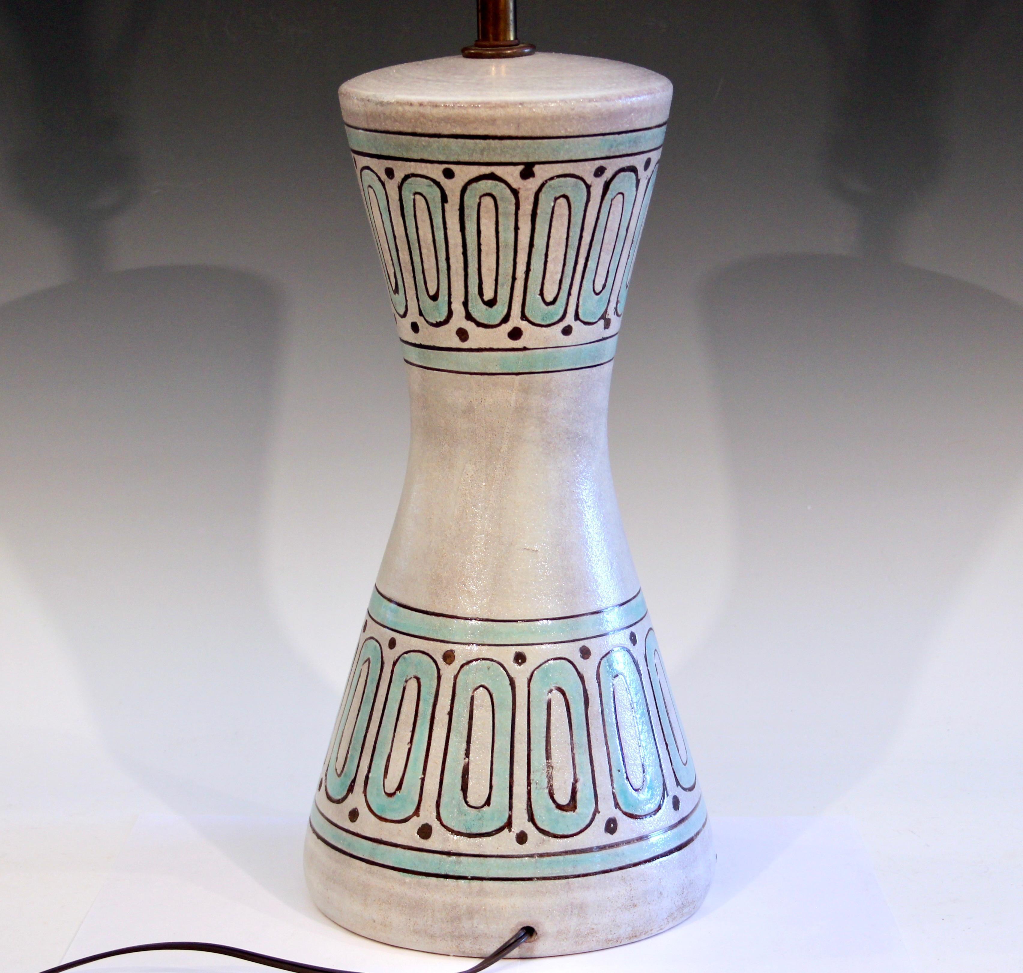 Mid-Century Modern Bitossi Pottery Lamp Londi Vase Italian Raymor Geometric Abstract Ceramic 1960's