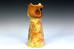 Bitossi Pottery Londi Rimini Yellow Owl Figure Candle Italian Raymor Ceramic