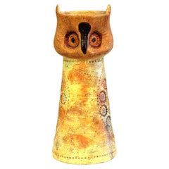 Vintage Bitossi Pottery Londi Rimini Yellow Owl Figure Candle Italian Raymor Ceramic