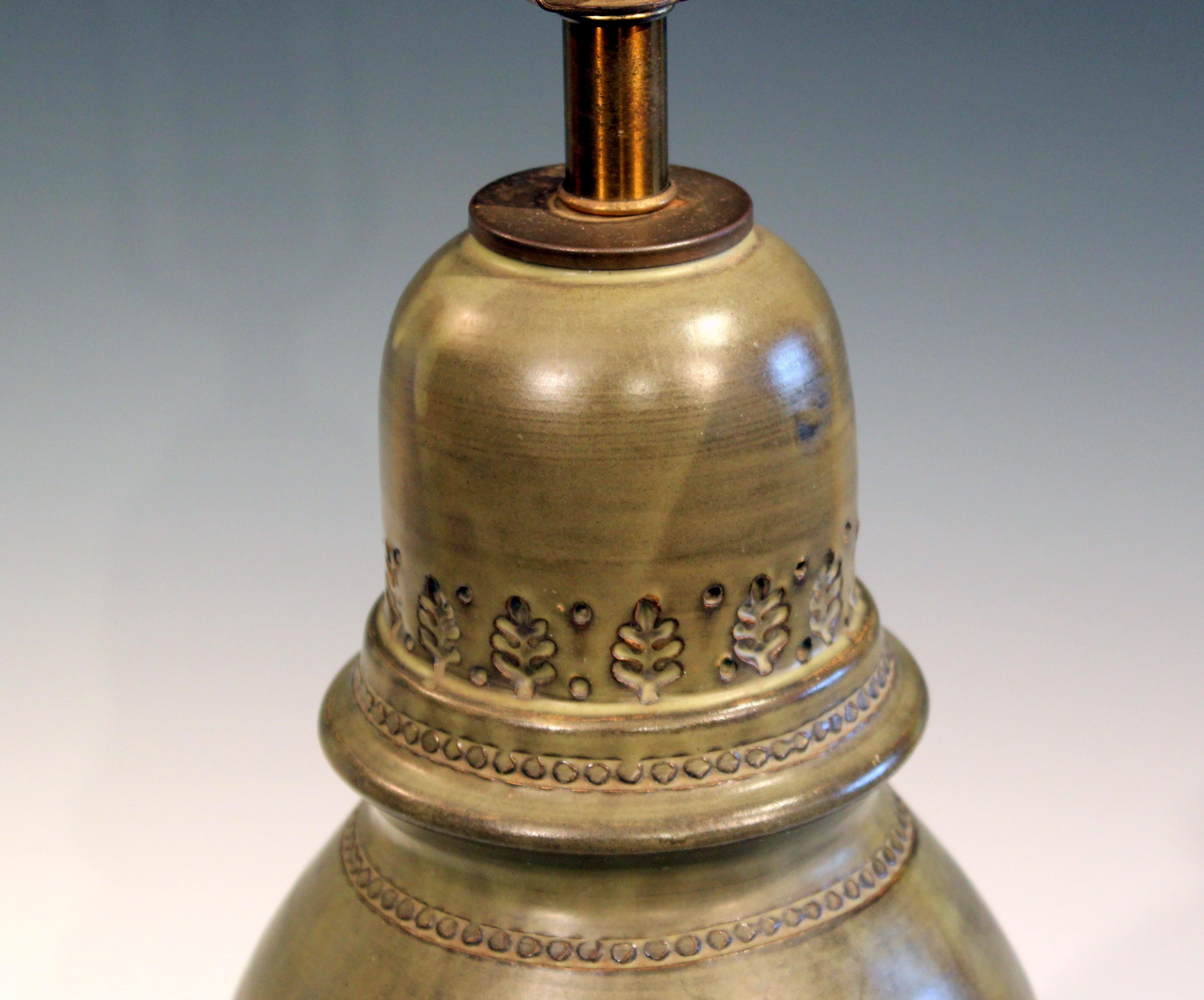 Bitossi Pottery Londi Vase Italian Raymor Olive Green Ceramic 1960s Lamp 2