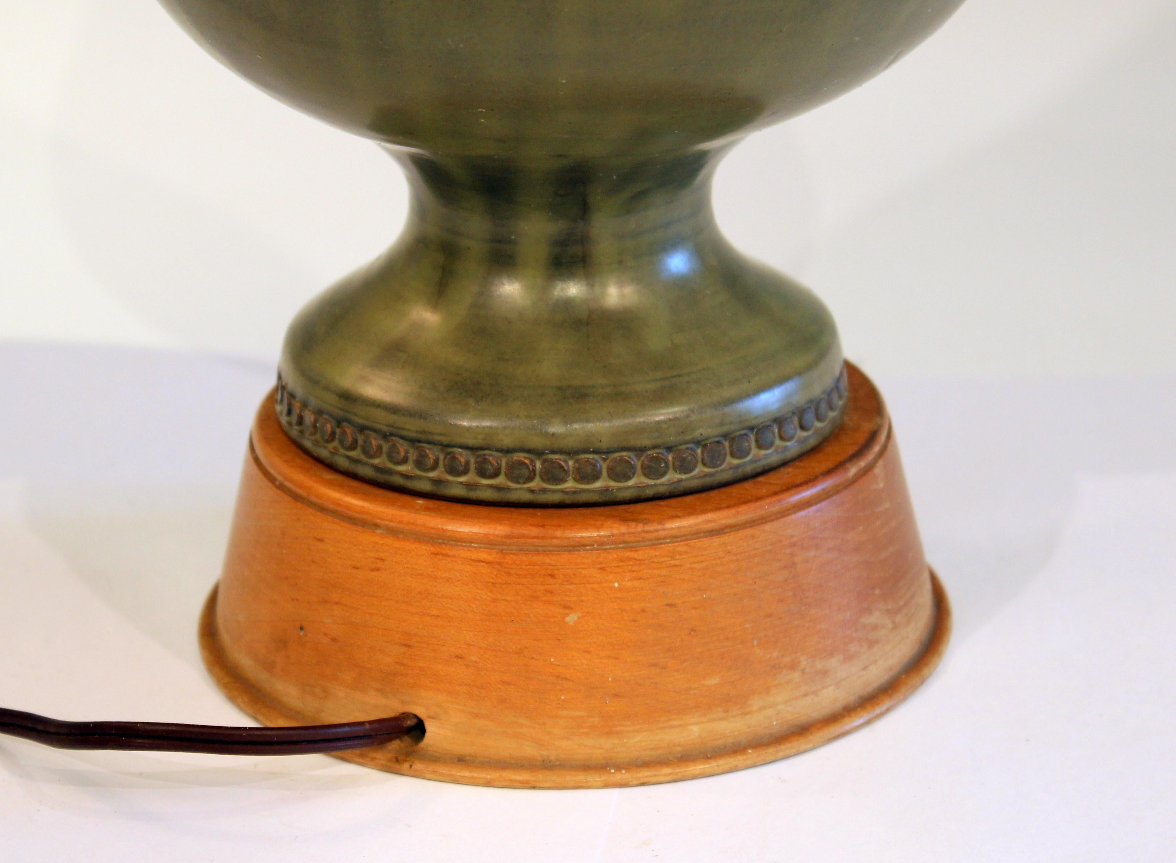 Bitossi Pottery Londi Vase Italian Raymor Olive Green Ceramic 1960s Lamp 3