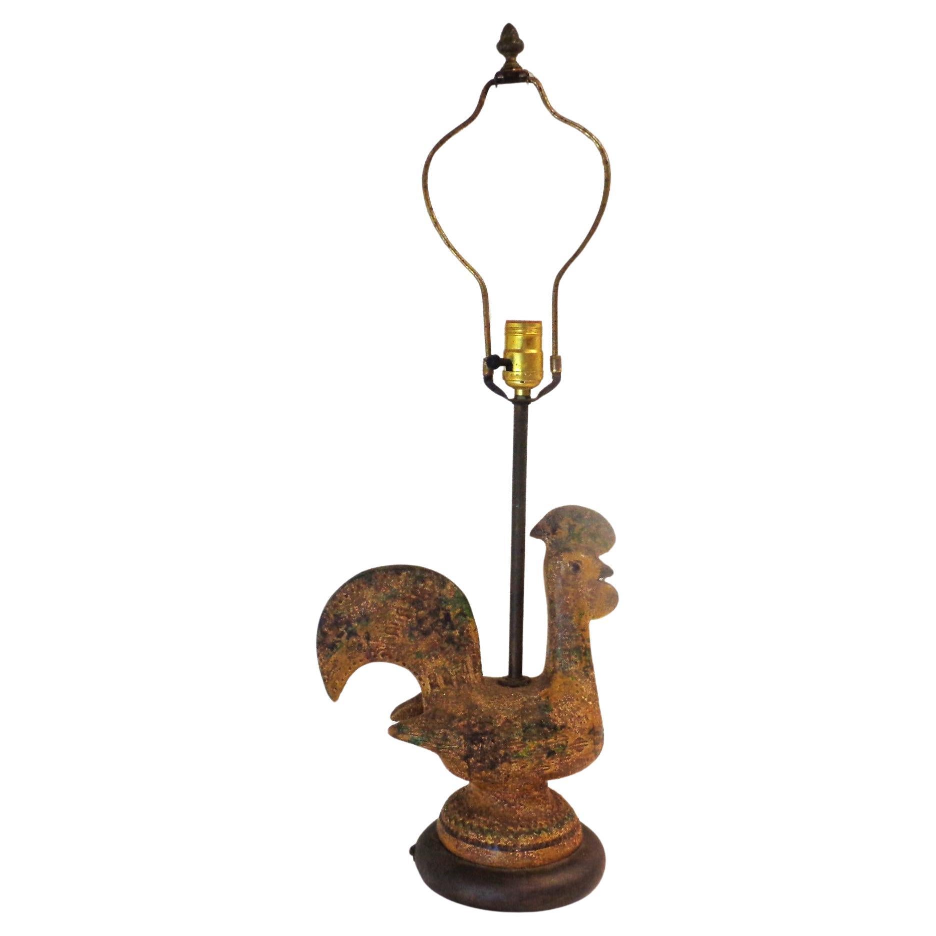 Mid-Century Modern Bitossi Pottery Rooster Lamp, 1950-1960 For Sale