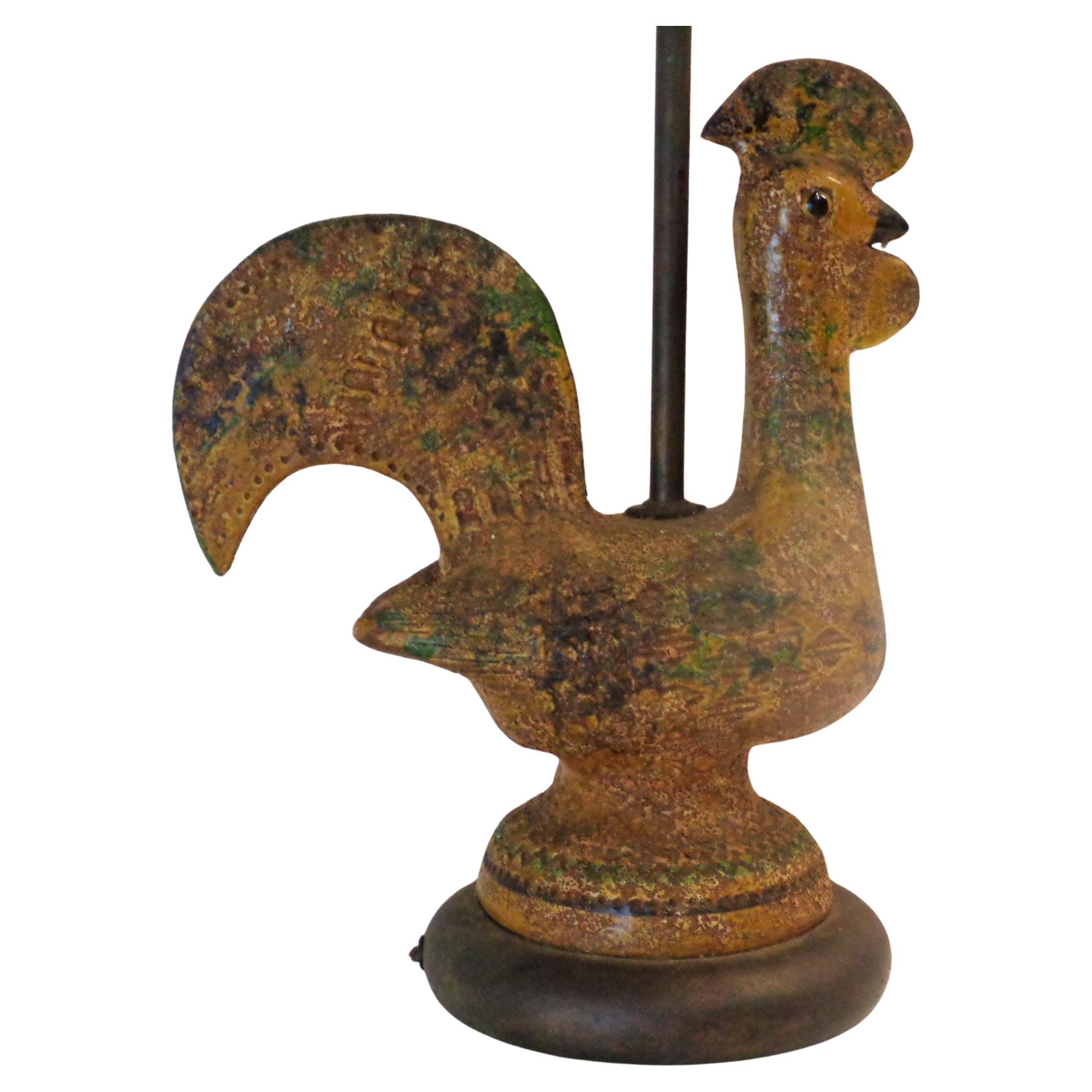 Italian Bitossi Pottery Rooster Lamp, 1950-1960 For Sale