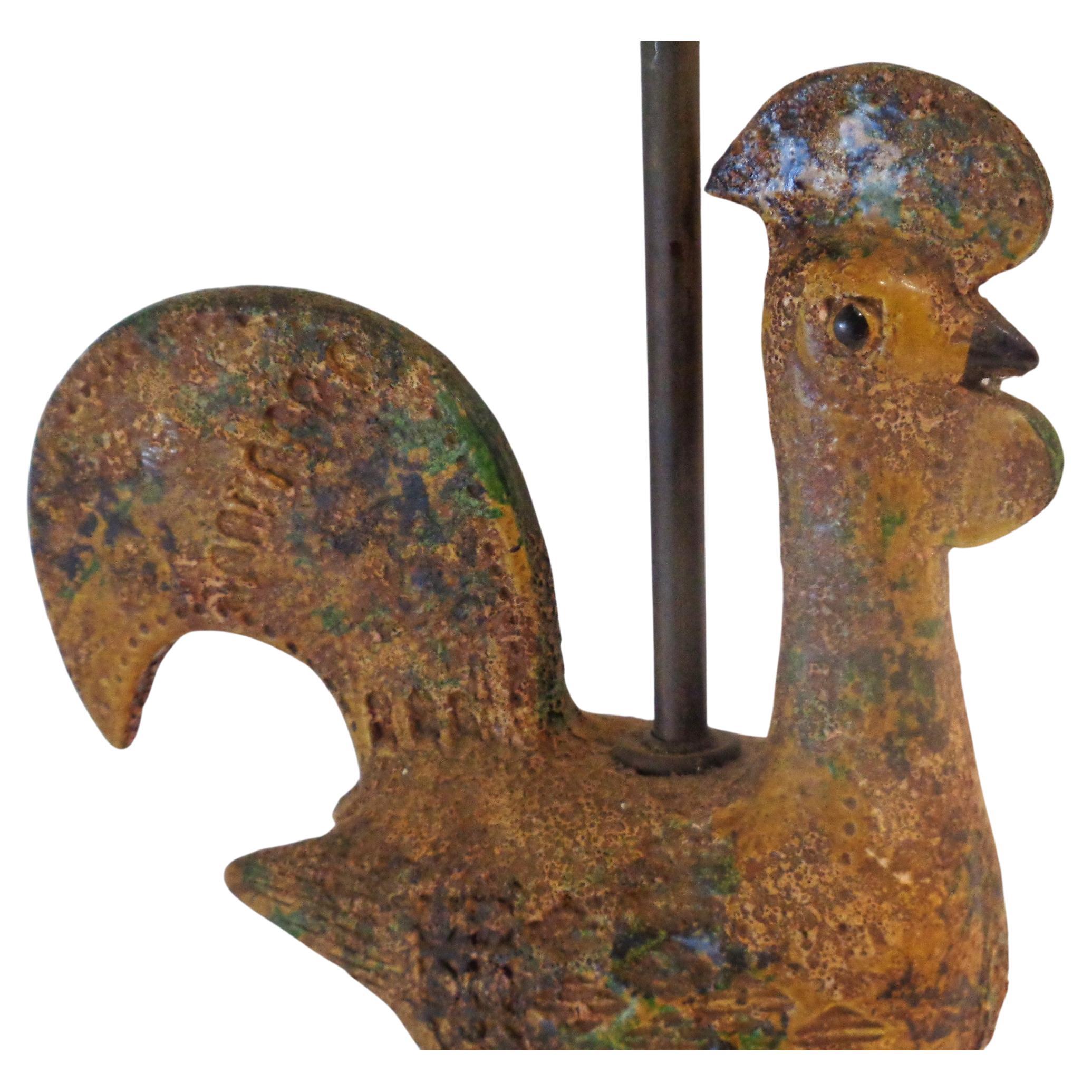 20th Century Bitossi Pottery Rooster Lamp, 1950-1960 For Sale