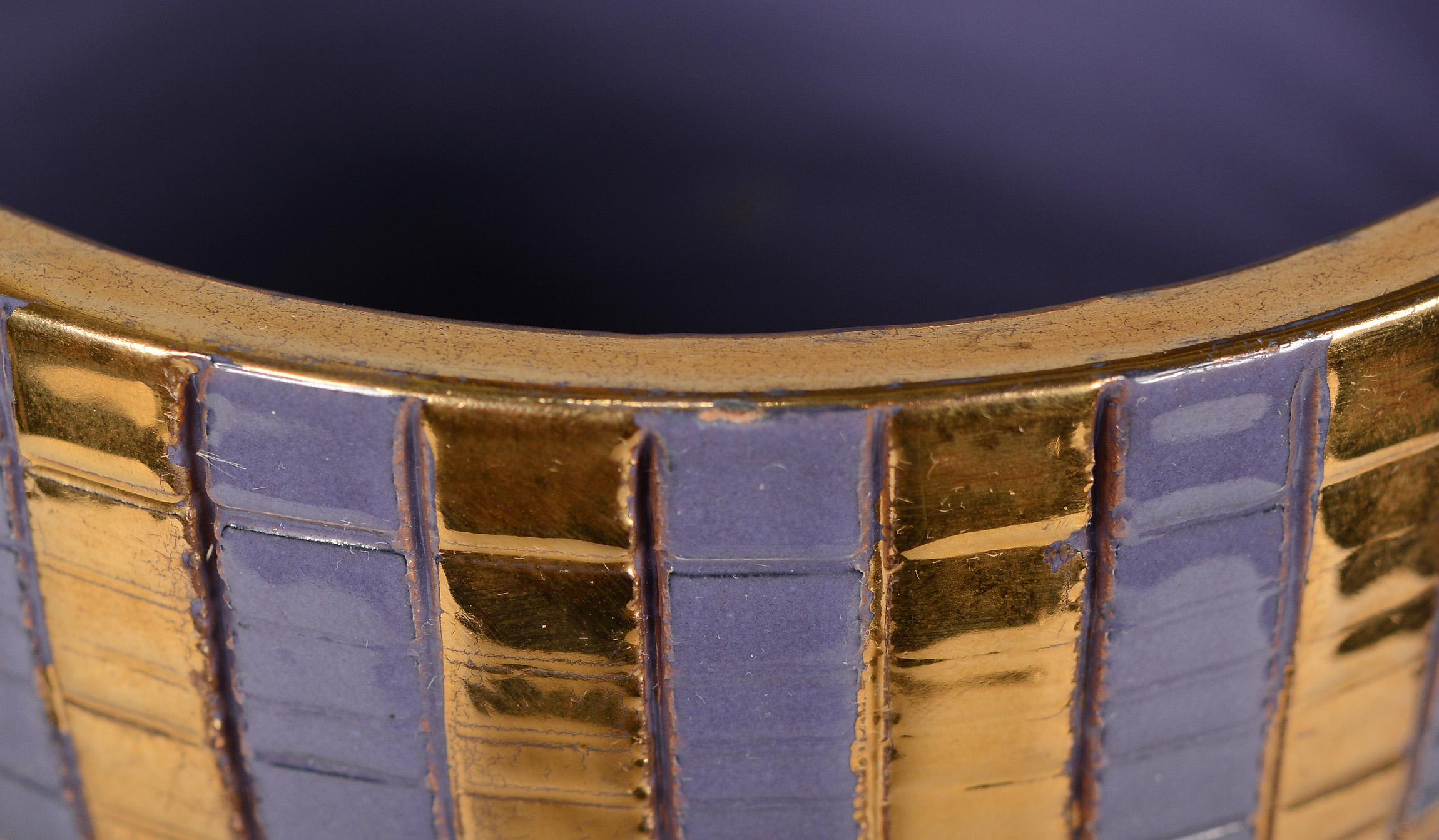 Bitossi Pottery Sgrafitto Seta Covered Jar Gold Purple Black 6