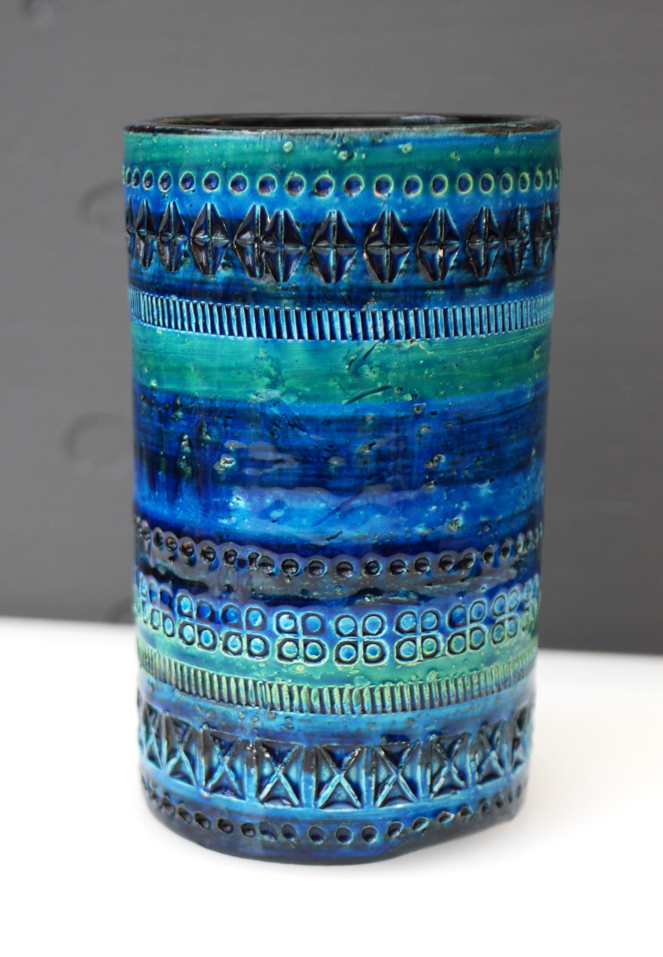 Vase Bitossi bleu Rimini, par Aldo Londi, Italie en vente 2