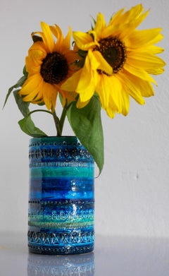 Vase Bitossi bleu Rimini, par Aldo Londi, Italie