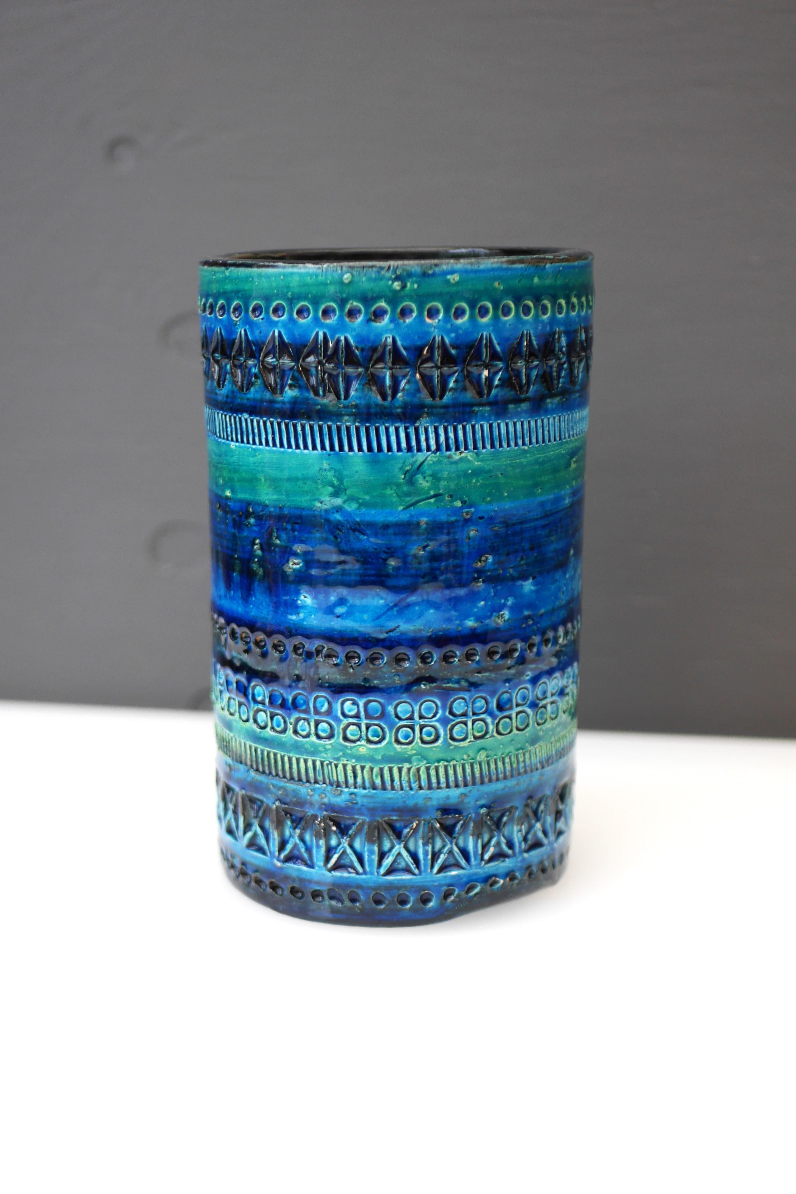 Mid-20th Century Bitossi pottery vase, Rimini Blue, By Aldo Londi, Italy For Sale