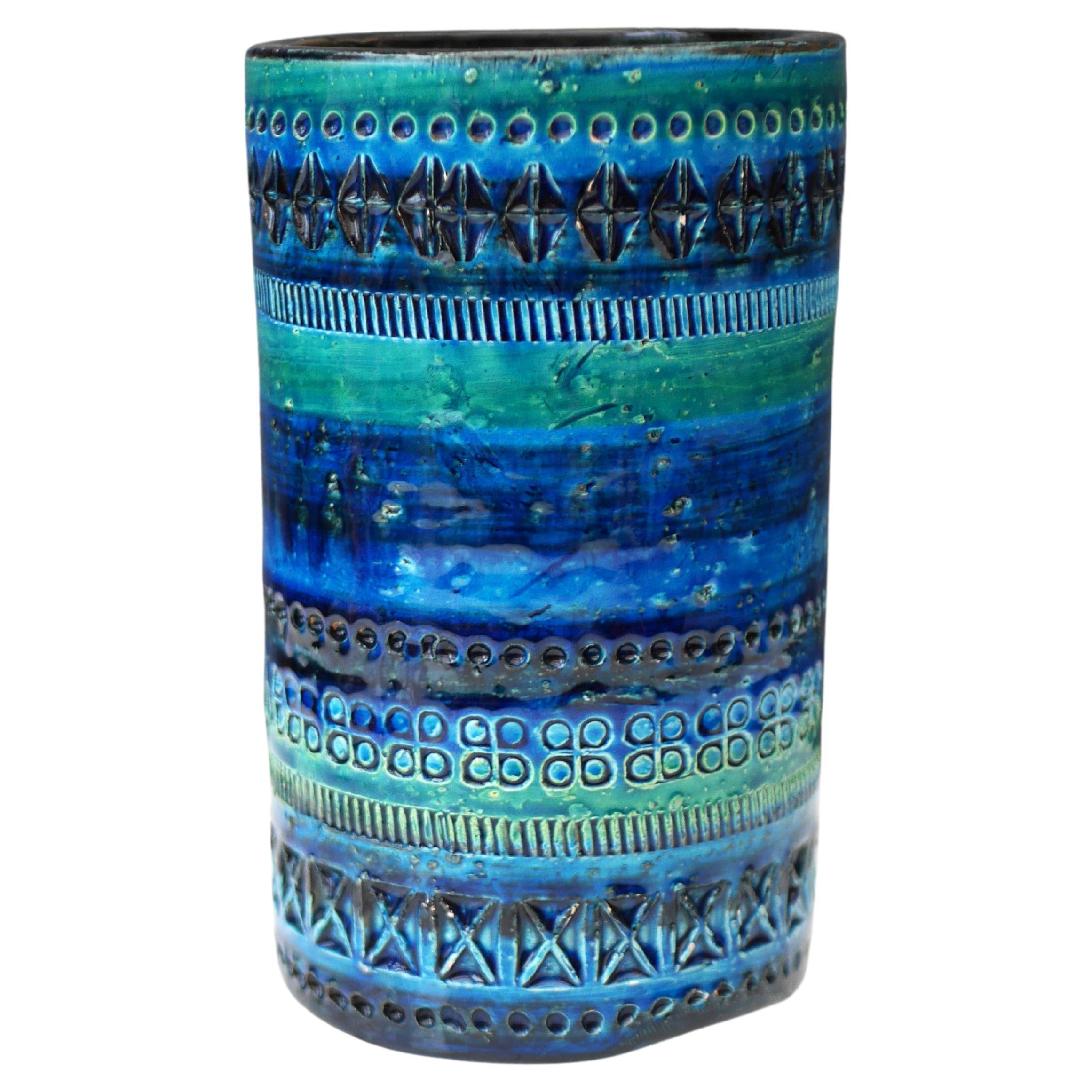 Bitossi-Keramikvase, Rimini-Blau, von Aldo Londi, Italien