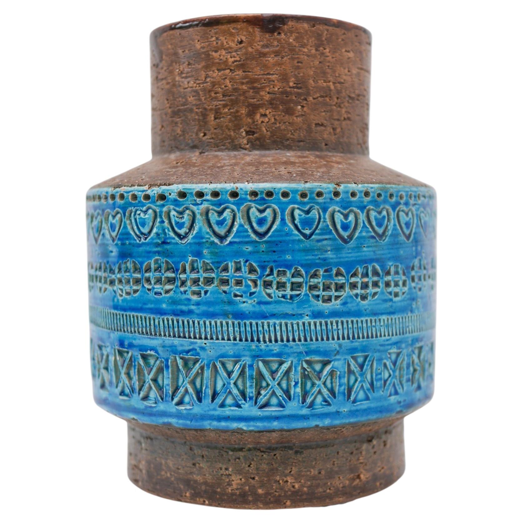 Vaso in ceramica Bitossi, Blu Rimini, di Aldo Londi, Italia in vendita