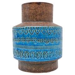 Bitossi pottery vase, Rimini Blue, By Aldo Londi, Italy