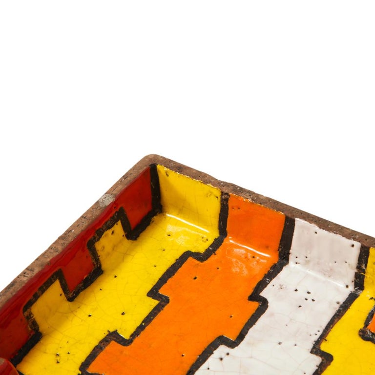 Bitossi Raymor Ashtray Bowl, Ceramic, Abstract Orange Yellow, Signed at ...