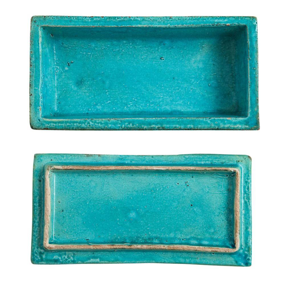 Mid-20th Century Bitossi Box, Ceramic Blue Fused Glass Signed