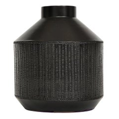 bitossi raymor Raymor Bitossi Vase, Ceramic Matte Black, Beaded Signed