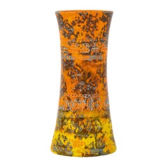 Bitossi Raymor Ceramic Vase Orange Yellow Camouflage Signed Italy, 1960s
