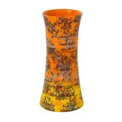 Bitossi Raymor Ceramic Vase Orange Yellow Camouflage Signed Italy, 1960s