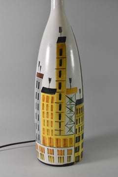 Bitossi Raymor Italian Cityscape Ceramic Table Lamp