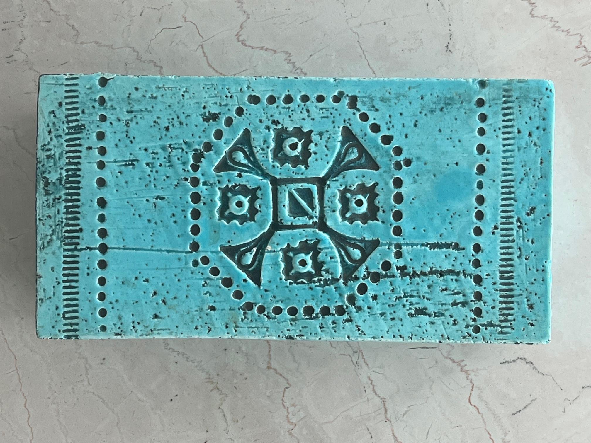 Mid-Century Modern Bitossi Raymor Blue Ceramic Box
