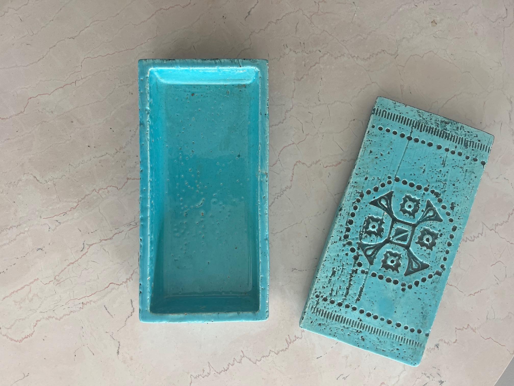 Mid-20th Century Bitossi Raymor Blue Ceramic Box