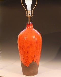 Bitossi Raymor Orange Lamp Vase Ceramic Londi Italian Huge Atomic Drip Pottery