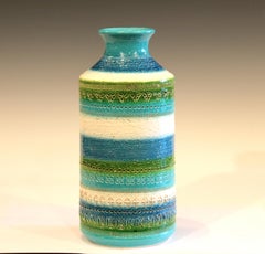 Bitossi Raymor Rimini Turquoise Decor Vase Italian Pottery Ceramic MCM