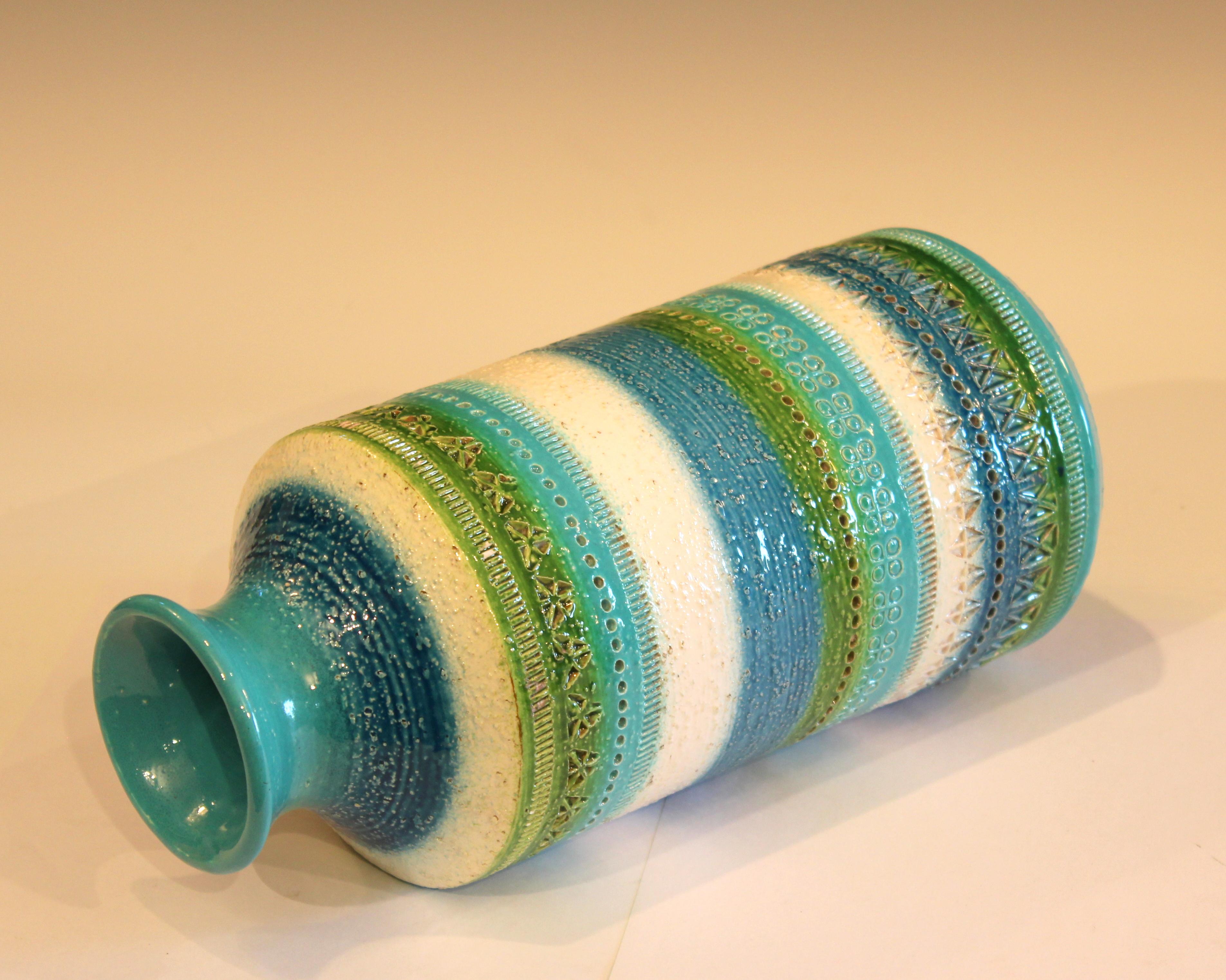 Mid-Century Modern Bitossi Raymor Rimini Turquoise Decor Vase Italian Pottery Ceramic MCM