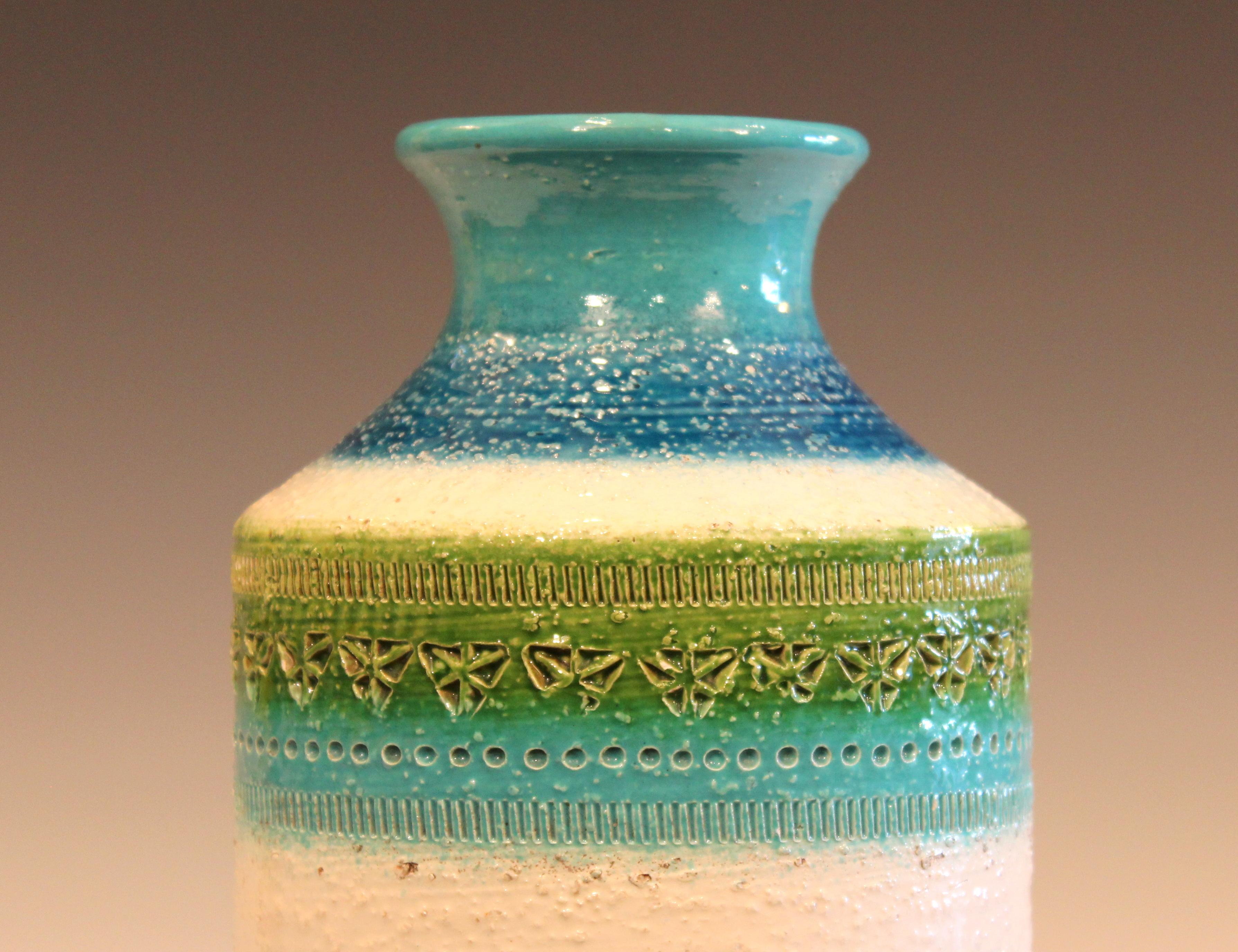 Bitossi Raymor Rimini Turquoise Decor Vase Italian Pottery Ceramic MCM 1
