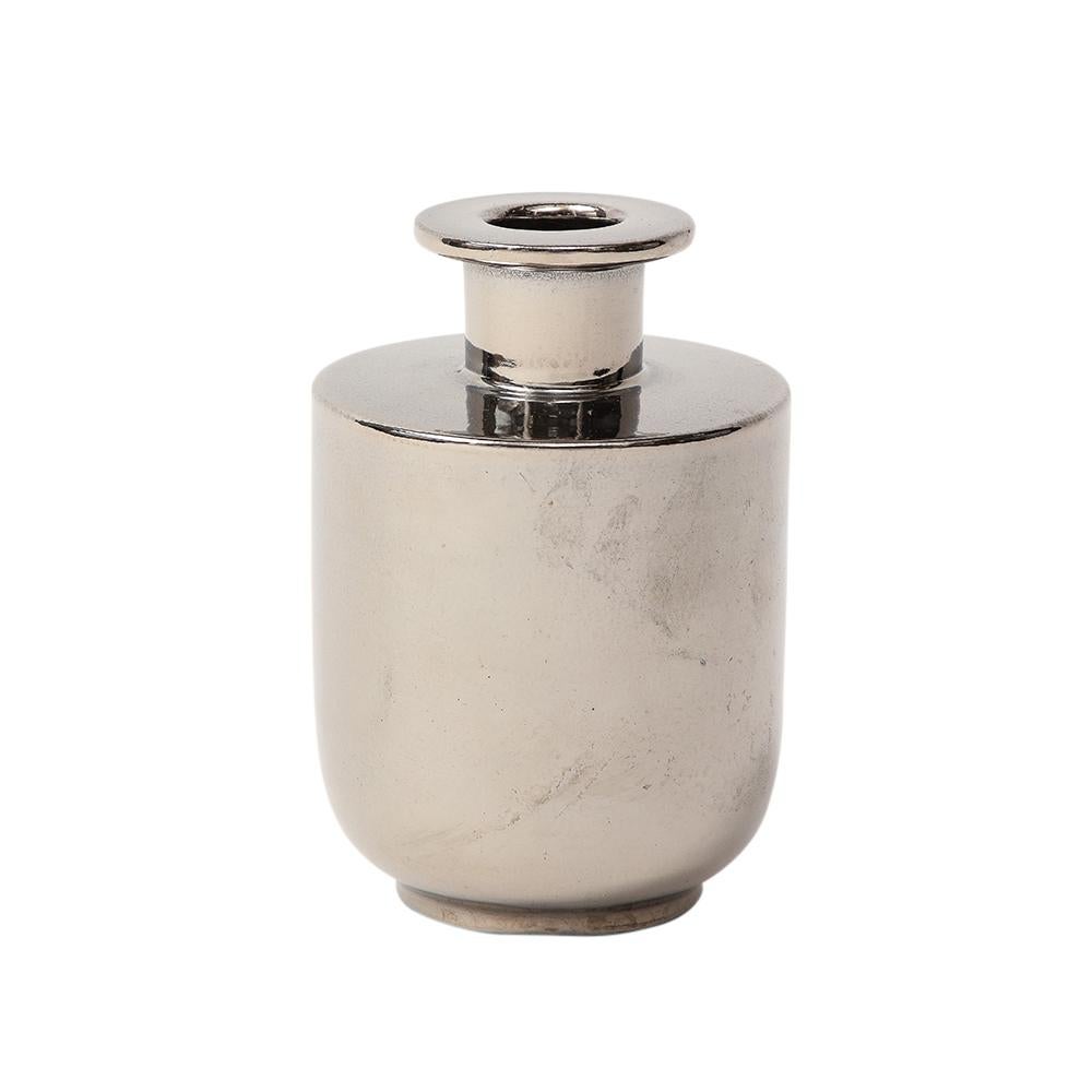 Bitossi Raymor-Vase, Keramik, Metallic Platin, Silber, Chrom  (Glasiert) im Angebot