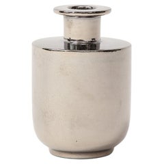 Jarrón Bitossi Raymor, Cerámica, Platino metalizado, Plata, Cromo