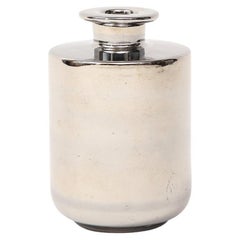 Bitossi Raymor-Vase, Keramik, Metallic Platin, Silber, Chrom, signiert