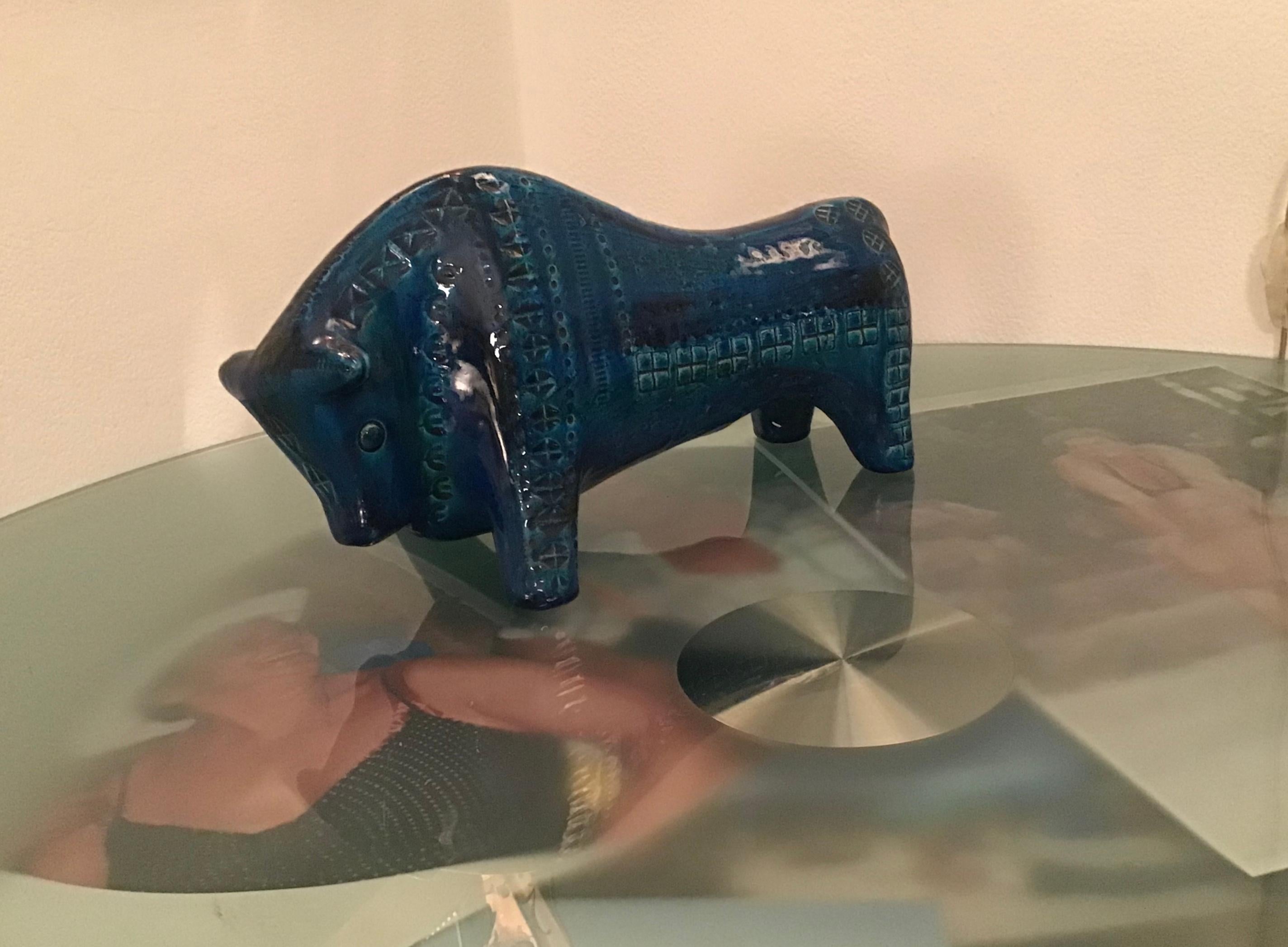 Bitossi Rimini Blu Bull Keramik, 1960, Italien im Zustand „Hervorragend“ im Angebot in Milano, IT