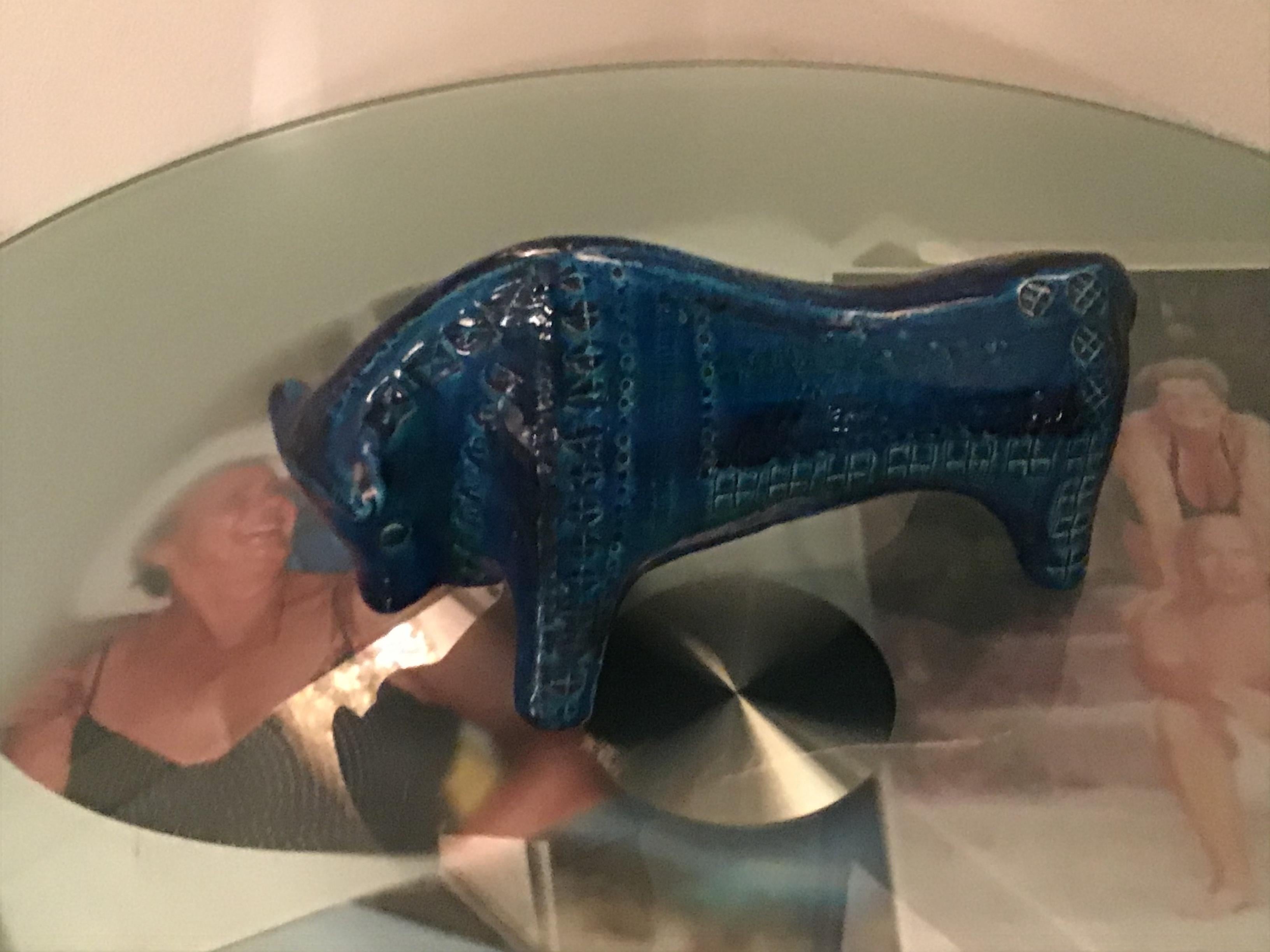 Italian Bitossi Rimini Blu Bull Ceramic, 1960, Italy For Sale