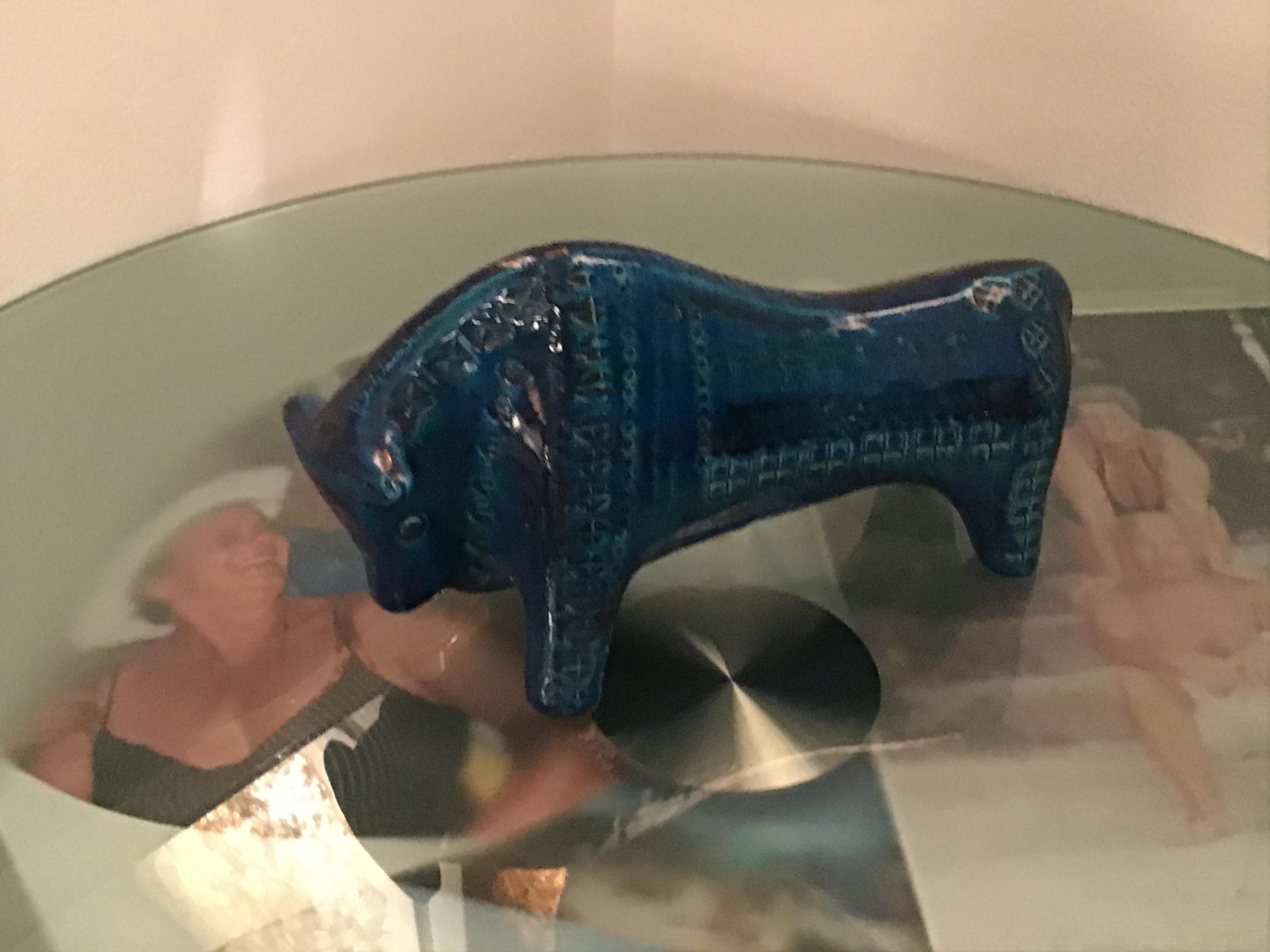 Bitossi Rimini Blu Bull Ceramic, 1960, Italy In Excellent Condition For Sale In Milano, IT