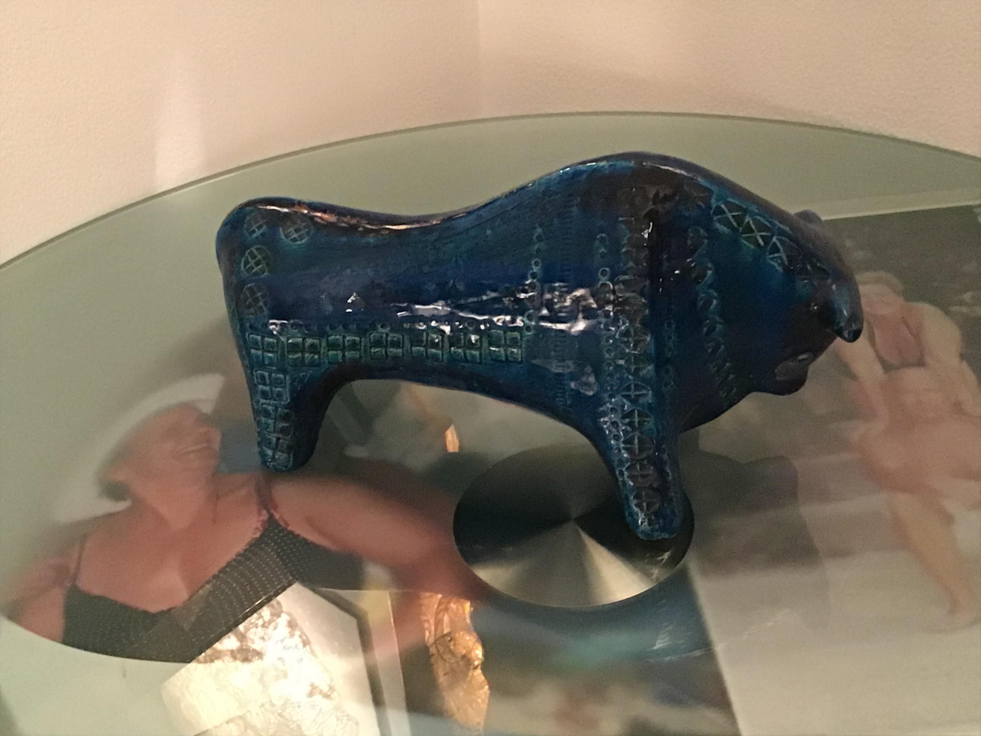 Bitossi Rimini Blu Bull Ceramic, 1960, Italy For Sale 1