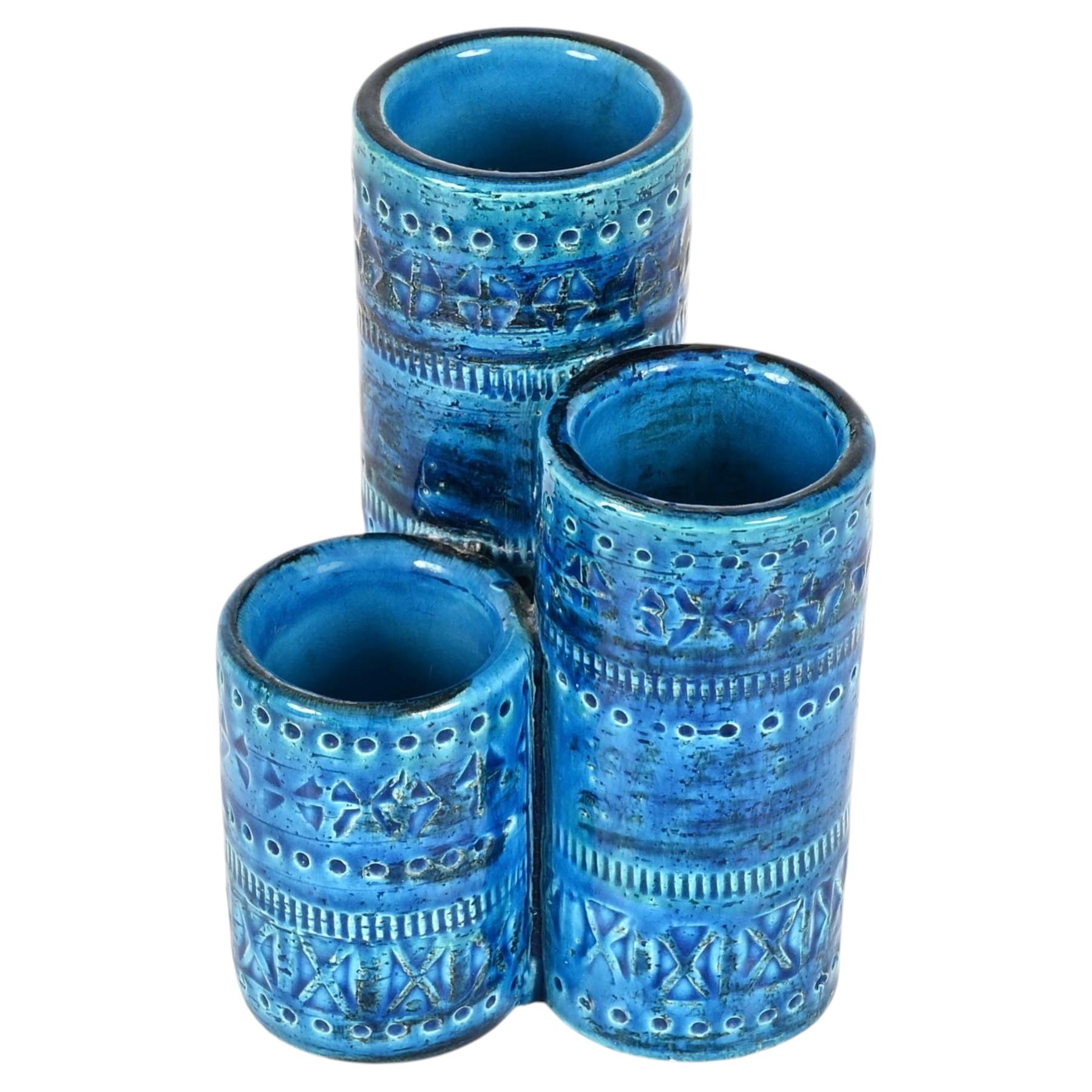 Organizzatore da tavolo decorativo in ceramica Bitossi Rimini Blu di Aldo Londi, Italia anni '60